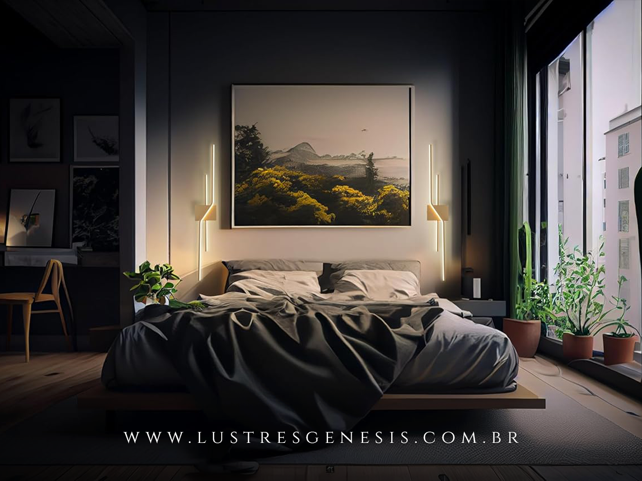 Arandela LED Moderna 60cm Design Geom&eacute;trico Metal e Acr&iacute;lico